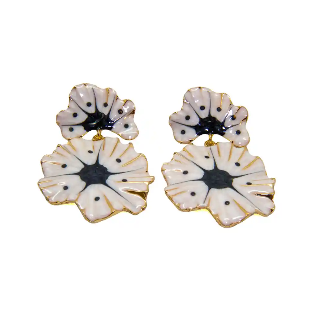 Aretes Pétalos De Luna Y Obsidiana