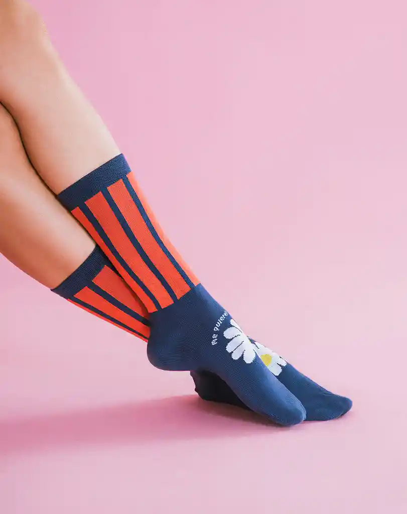 Medias Unisex Largas Azules Dibujo + Empaque