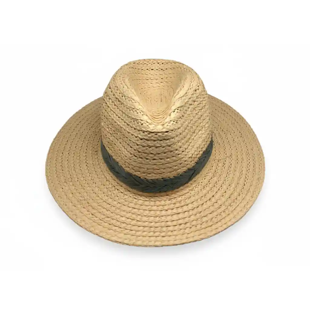 Sombrero Fedora De Paja Con Banda Gris