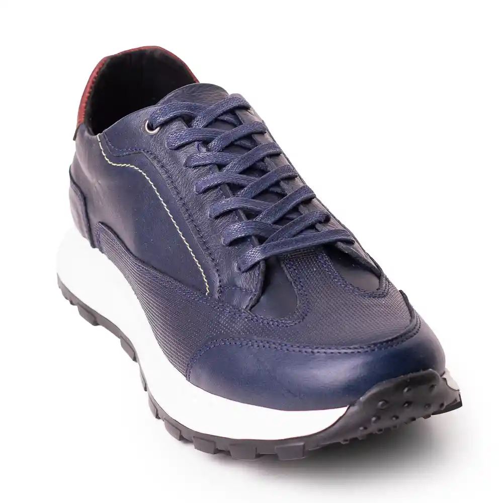 Sky Walk Tenis Urbanos En Cuero Para Hombre 66311175-0azul