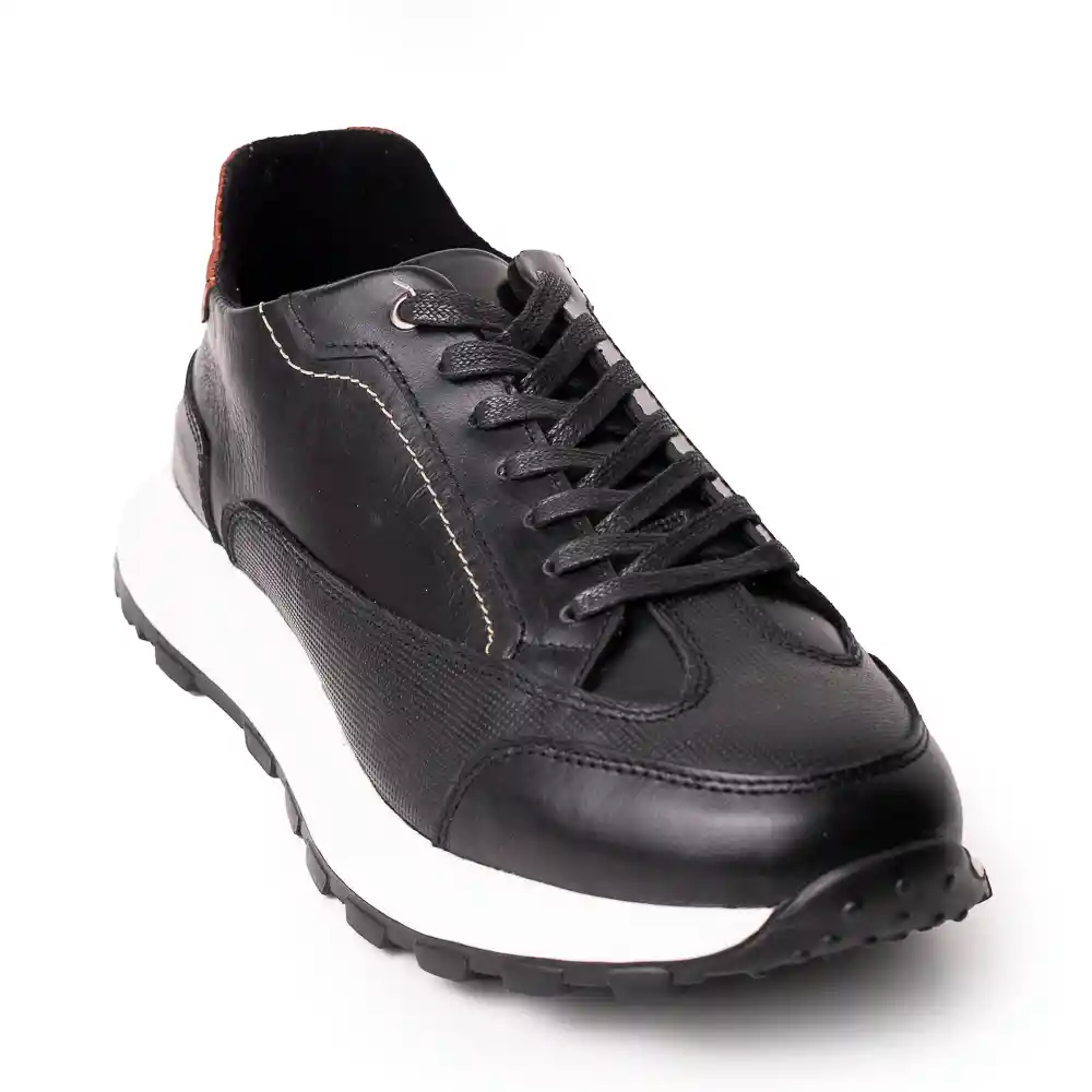 Sky Walk Tenis Urbanos En Cuero Para Hombre 66311175-0negro