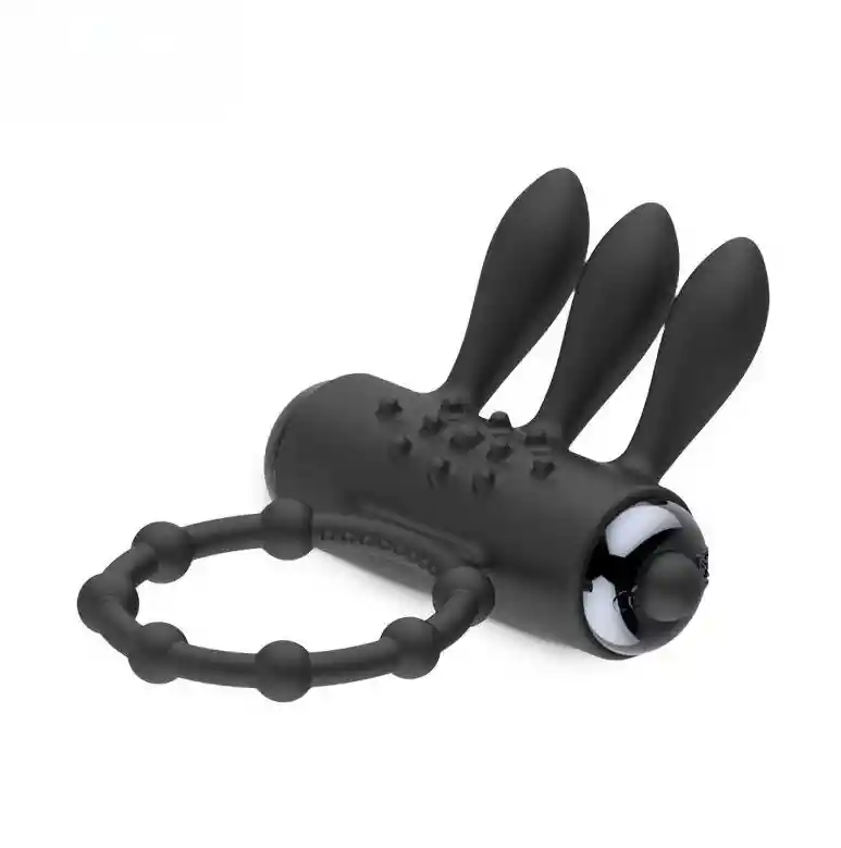 Anillo Tokio Vibrador Negro | Triple Orejas Estimuladoras | Anillo Para Pene Con Vibración Multifunción
