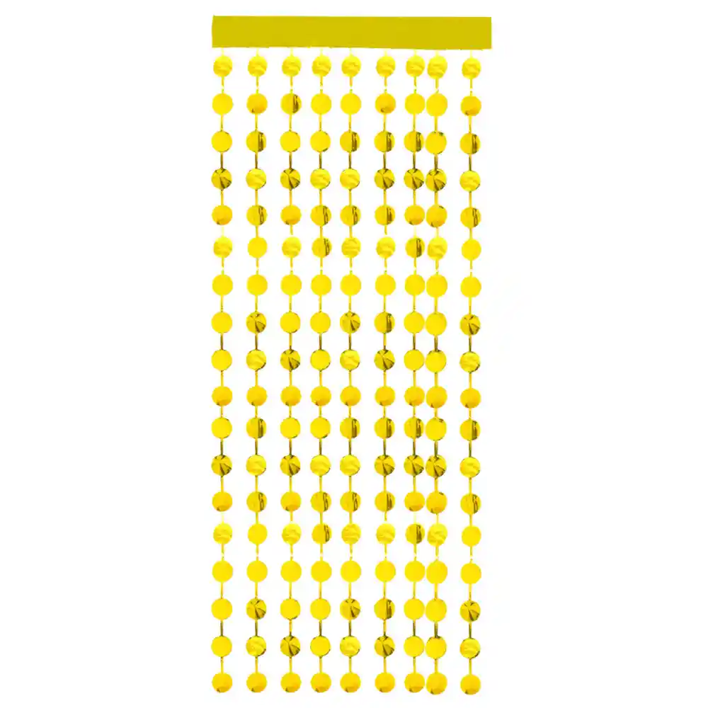 Cortina Metalizada Dorada Circulos Brillante X 1 Und