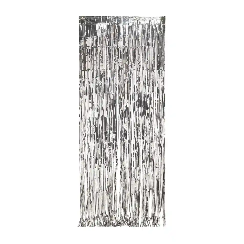 Cortina Metalizada Plateado Brillante X 1 Und