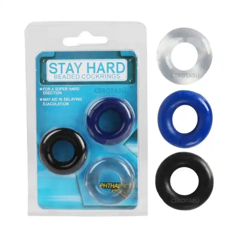 💪 Set De 3 Anillos Para Testículos X3 Cock Ring – Control, Estilo Y Placer | Silicona Estirable | Azul, Transparente Y Negro - 💪 X3 Cock Rings Set – Style, Control & Pleasure | Stretchy Silicone | Blue, Clear & Black