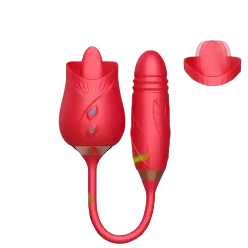 🌹 Masajeador Rose Con Lengua Realista – Succión, Vibración Y Doble Estimulación | 10 Modos | Recargable Usb - 🌹 Rose Licking Vibrator – Realistic Tongue, Suction & Dual Stimulation | 10 Modes | Usb Rechargeable