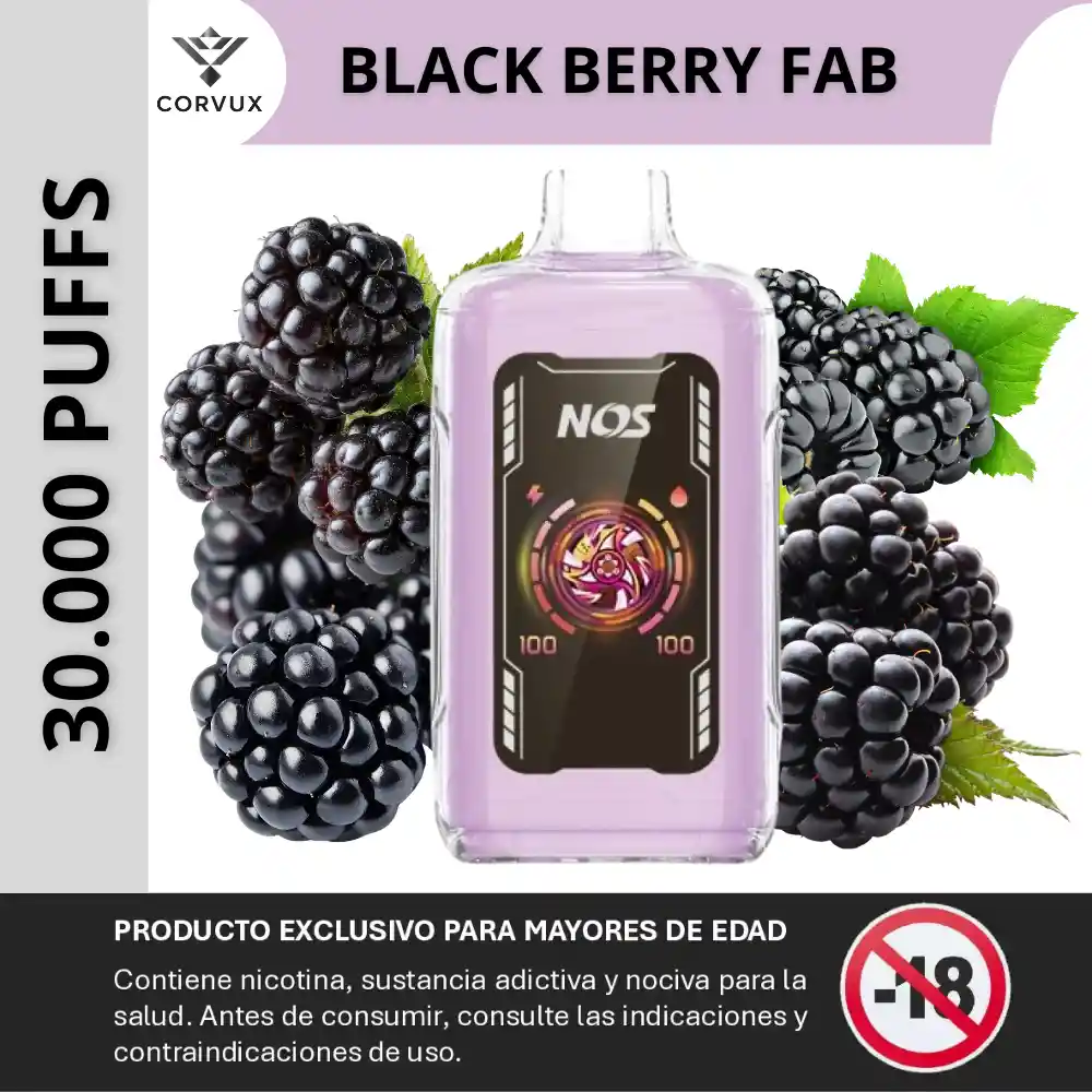 Vaper Vaporizador 30000 Puffs Vape Kylinbar Nos - black Berry Fab
