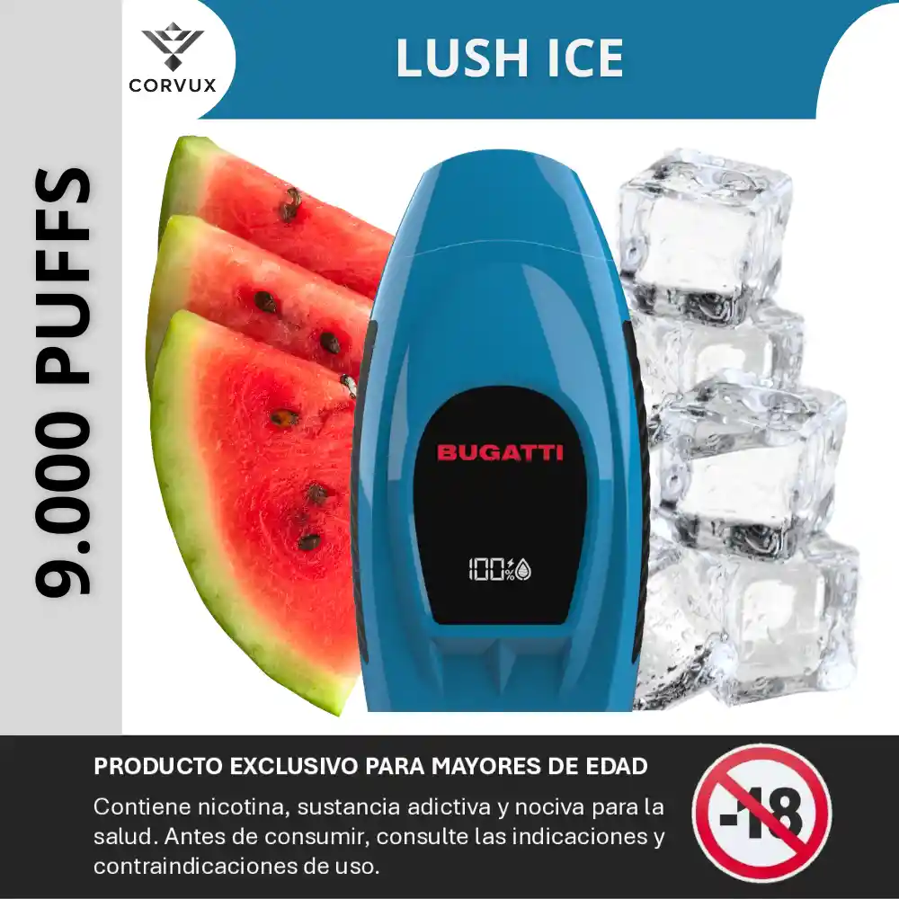 Vaper Vaporizador 9000 Puffs Vape Bugatti - Lush Ice