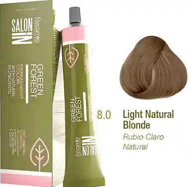 Tinte # 8.0 Rubio Claro Natural, Recamier Salonin - Sin Amoniaco, Coloración Capilar Permanente., 60 Gm.