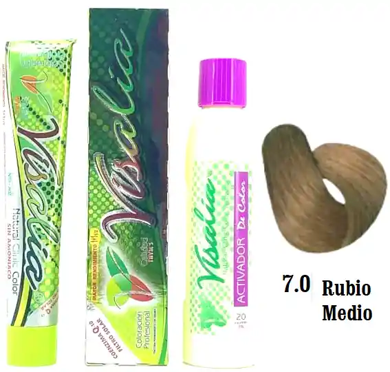 Tinte # 7.0 Rubio Medio, Sin Amoniaco - Visalia Thym's - 60 Gr.