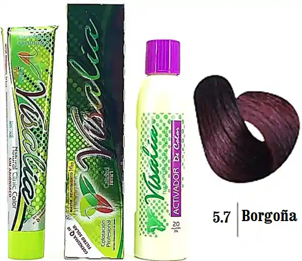 Tinte # 5.7 Borgoña, Sin Amoniaco - Visalia Thym's - 60 Gr.