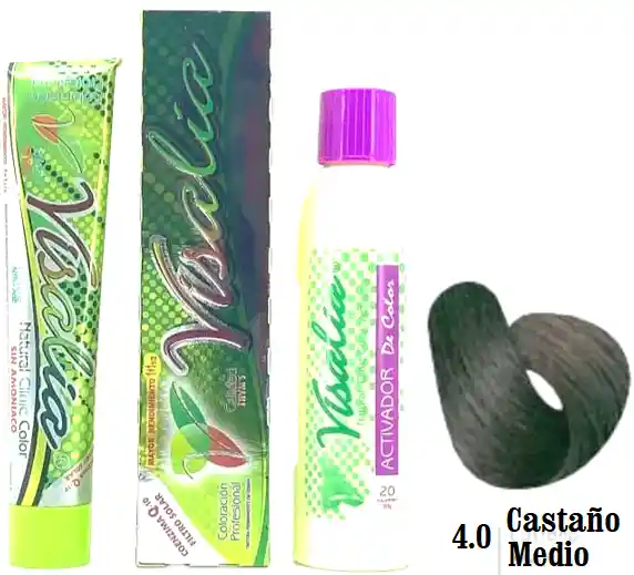 Tinte # 4.0 Castaño Medio, Sin Amoniaco - Visalia Thym's - 60 Gr.