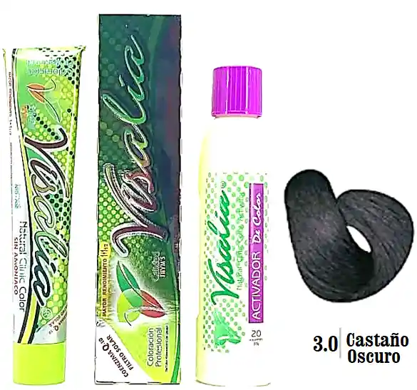 Tinte # 3.0 Castaño Oscuro, Sin Amoniaco - Visalia Thym's - 60 Gr.