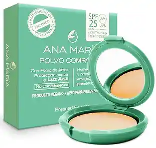 Polvo Compacto No. 7 Avellana, Ana Maria, 15 Gm. Vegano, Pieles Sensibles.