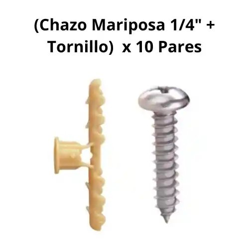 Chazo 1/4\ Supra O Mariposa + Tornillo ( X10 Unidades )"