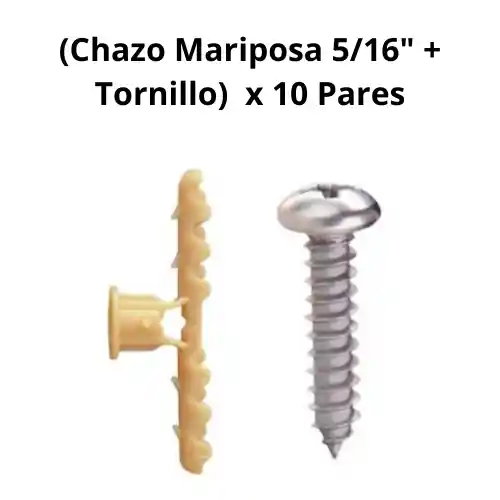 Chazo 5/16\ Supra O Mariposa + Tornillo ( X10 Unidades )"