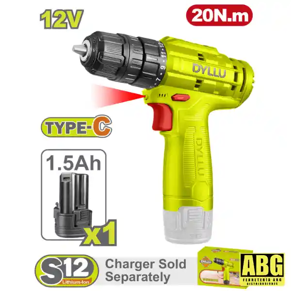 Taladro Inalambrico 3/8 12v 20nm Dyllu (incluye 1 Bateria 1.5ah)