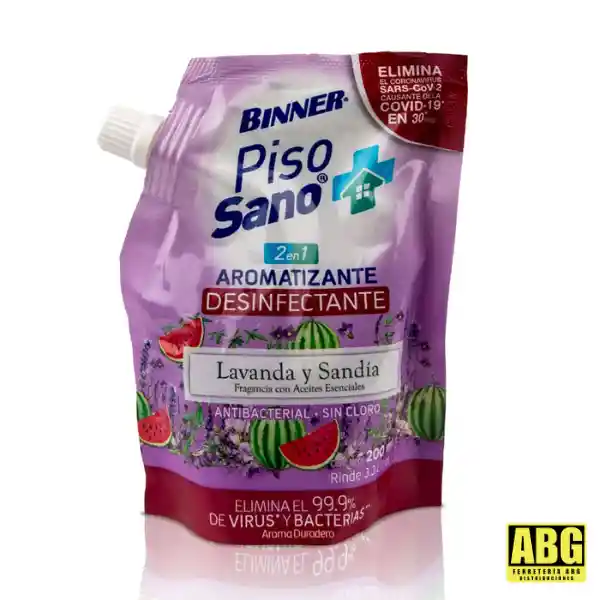 Doypack Limpiador Aromatizante Desinfectante 2 En 1 Binner Piso Sano Lavanda/sandia 200ml