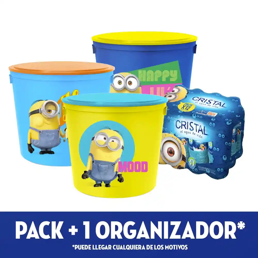 Agua Cristal 12 Pack Minions + Organizador x 300 mL