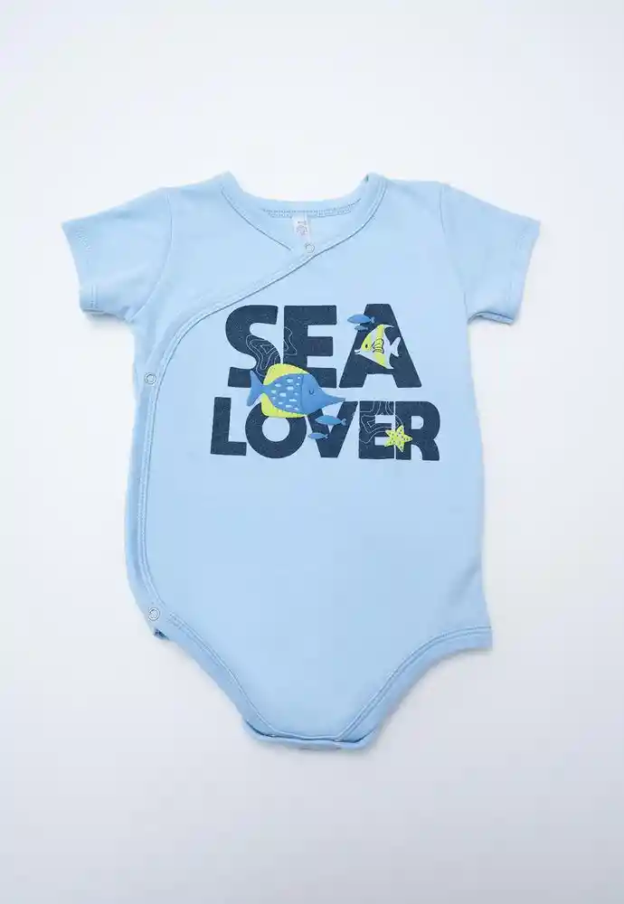 Body Manga Corta Niño 3/6 Meses-azul Clar