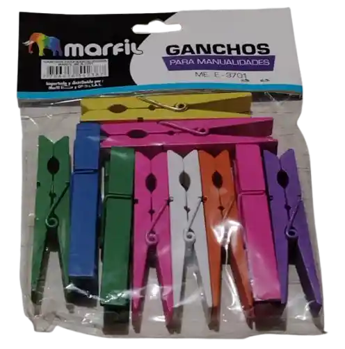 Pinzas De Madera Ropa Manualidades Colores Surtidos X10 Und