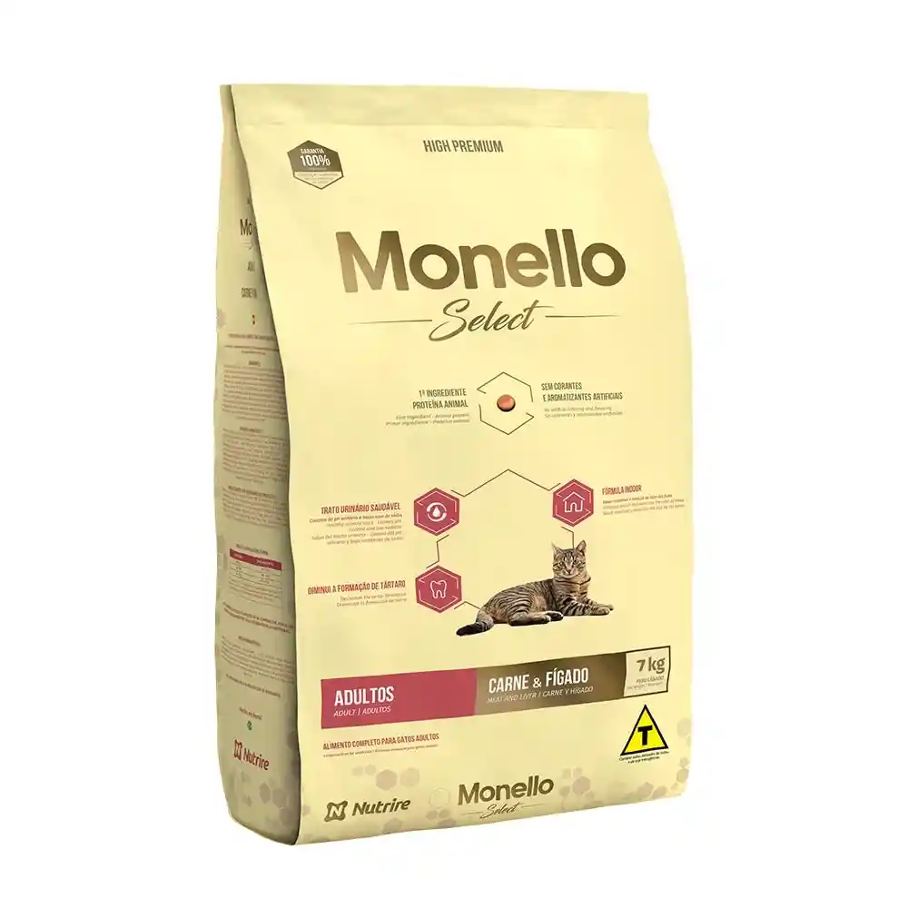 Monello Alimento Para Gato Select Cat Carne E Higado 7 Kilos