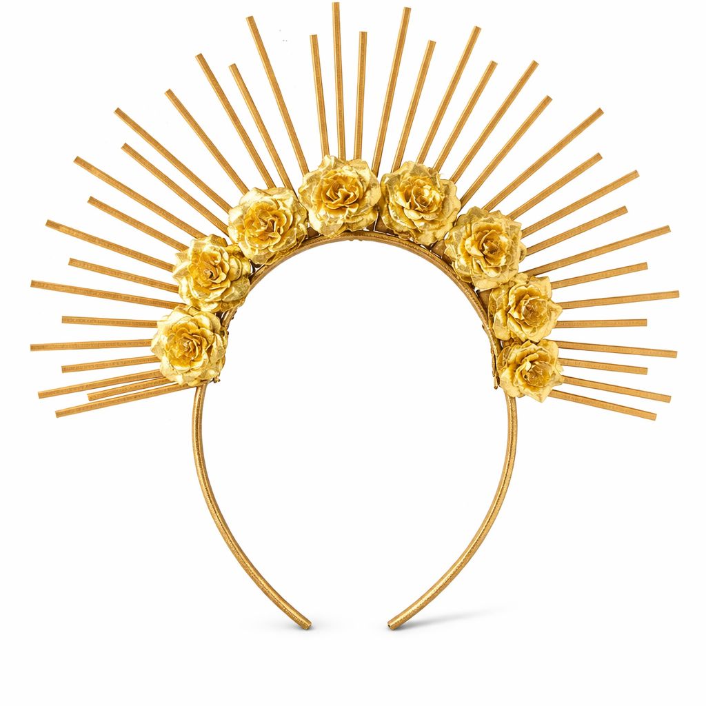Balaca Tipo Tiara Con Flores Dorada Para Fiesta - Feliz Cumpleaño ...
