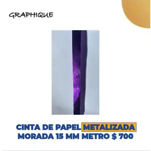 Cinta De Papel Metalizada Morada 15 Mm Metro