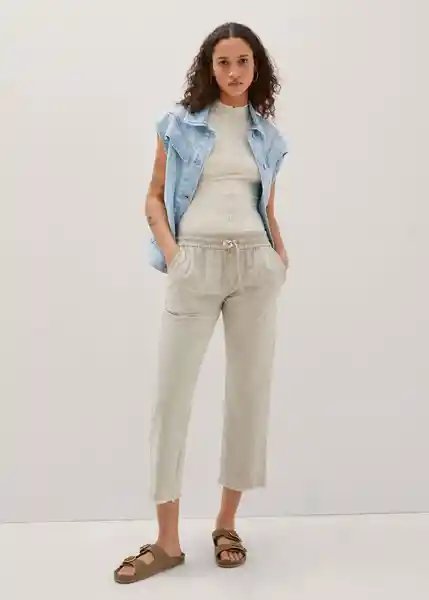 Pantalón Lena Crudo Talla M Mujer Mango