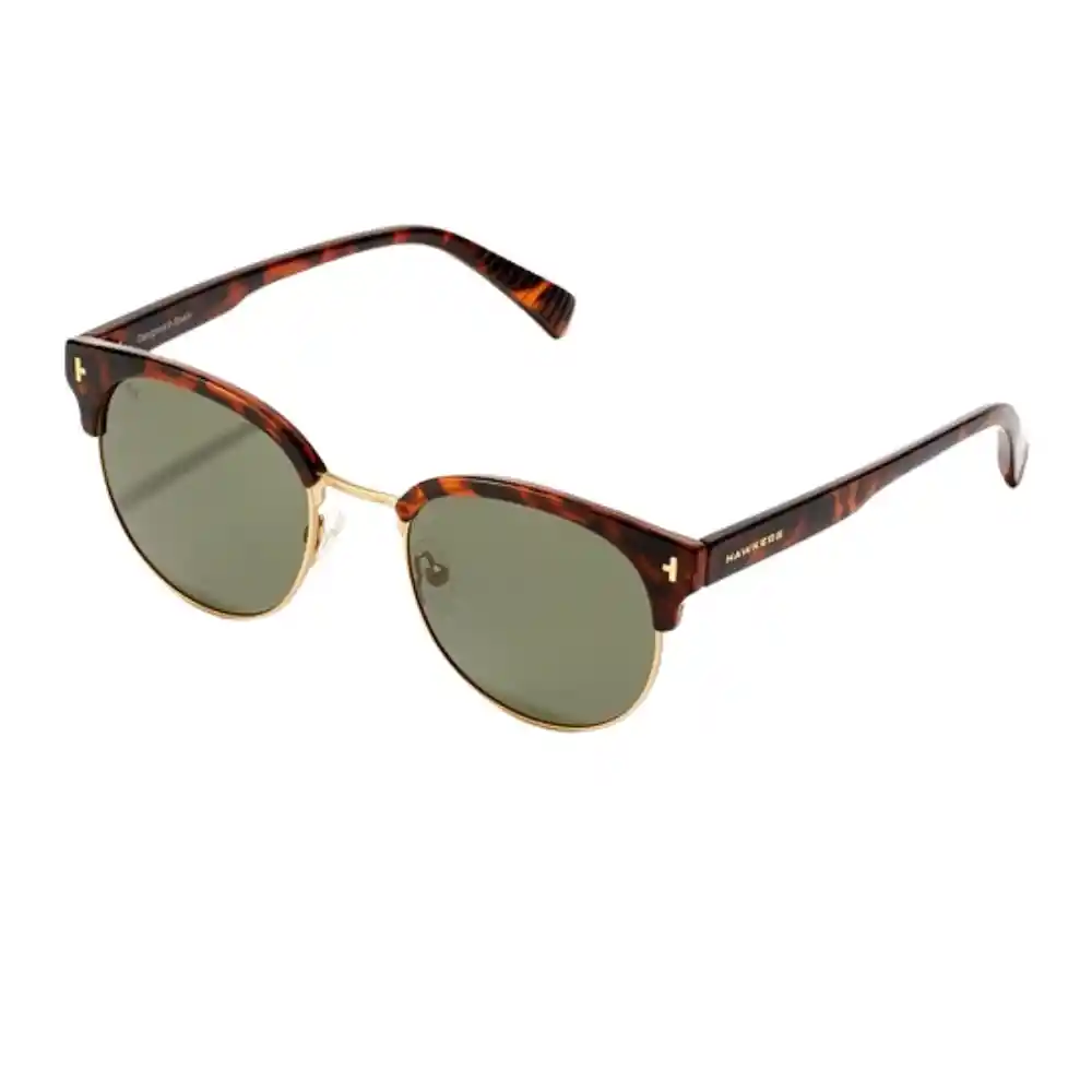 Gafas De Sol Hawkers New Classic Rounded Polarizado Con Marco Carey Y Lunas Verdes - 53 Mm