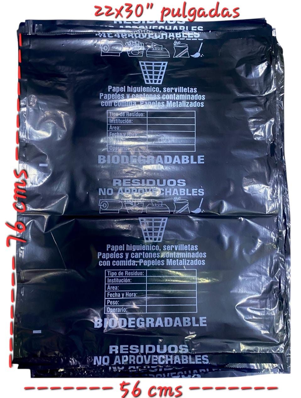 Bolsas Negras 56x76 Cms Por 50 Unds Para Basura, 22x30