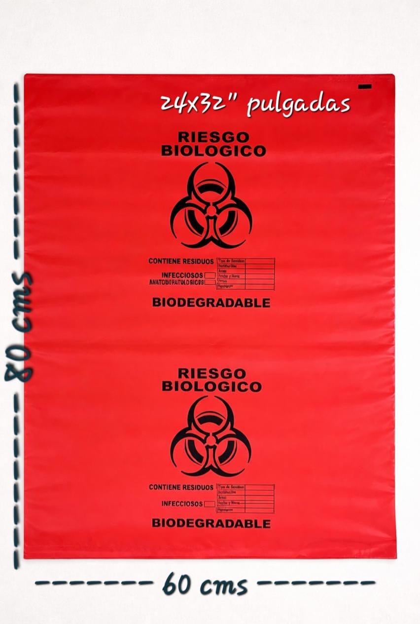 Bolsas Rojas 60x80 Cms Por 50 Unds Rotuladas Riesgo Biológico (24x32 ...