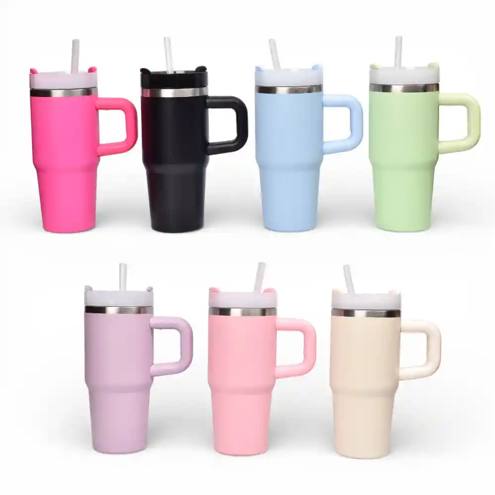 Termo Acero Inoxidable Con Tapa Y Pitillo 420ml Dim:7x7x18