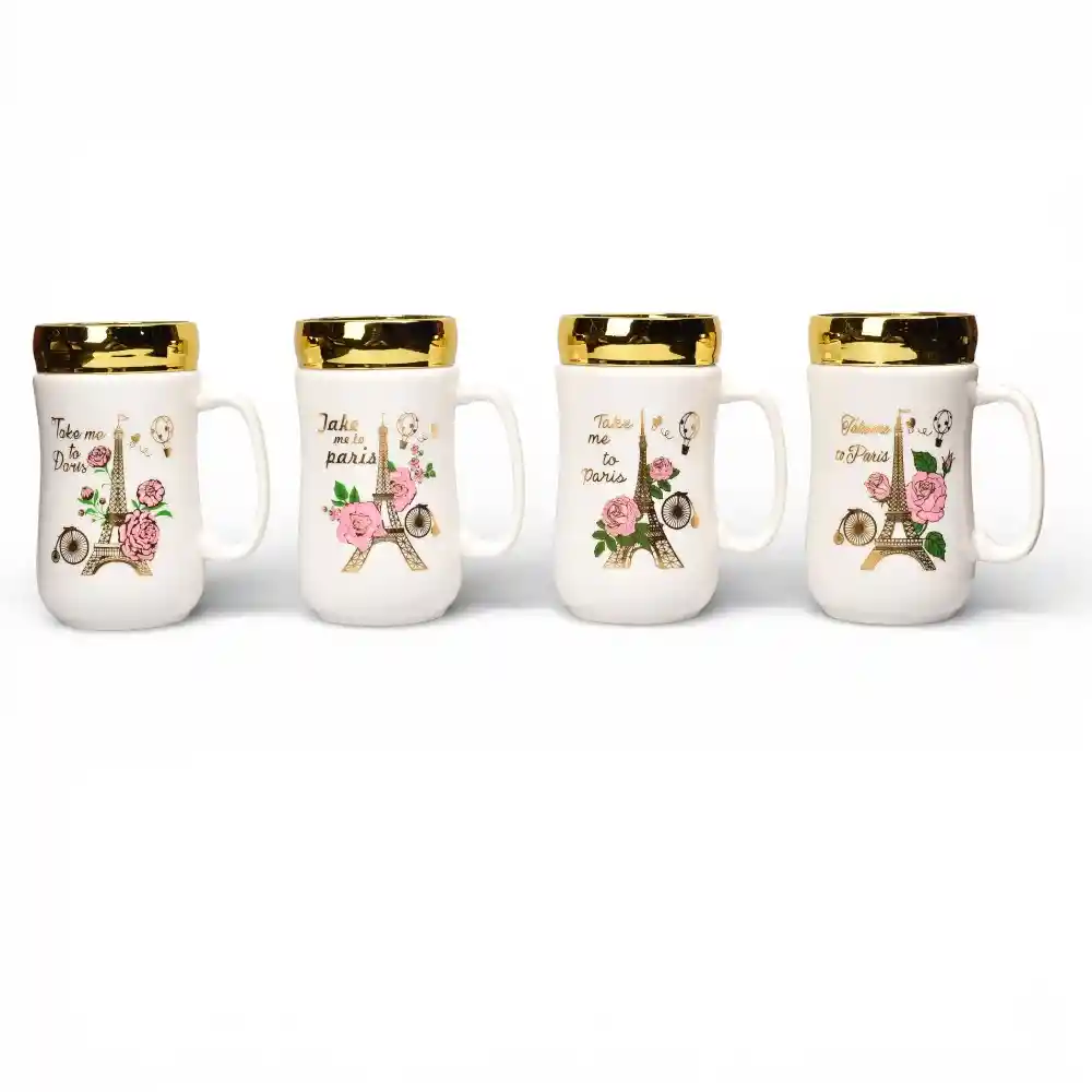 Mug Pocillo Ceramica Tapa Espejo 420ml Dim:7x7x14