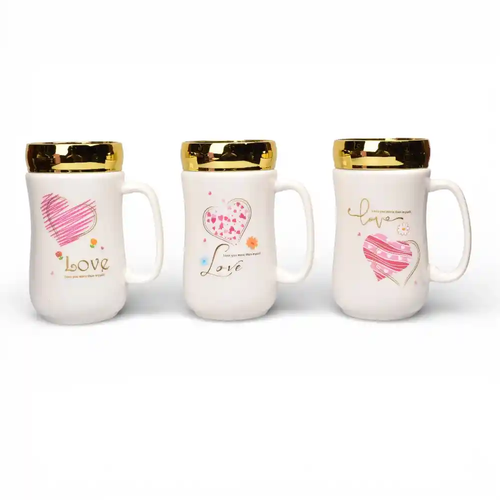 Mug Pocillo Ceramica Tapa Espejo 420ml Dim:7x7x14