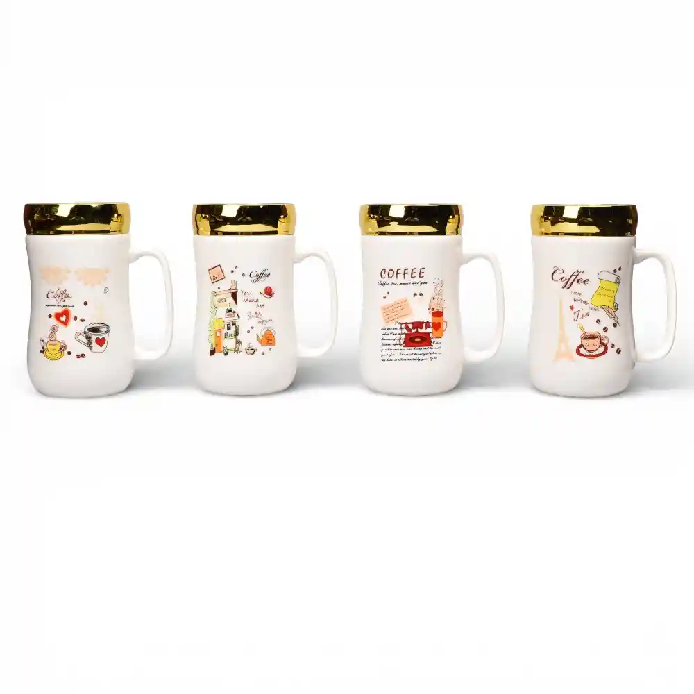 Mug Pocillo Ceramica Tapa Espejo 420ml Dim:7x7x14