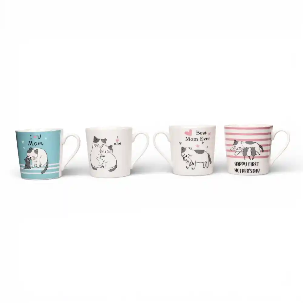 Mug Pocillo Ceramica Gato 300ml Dim:8x8x9