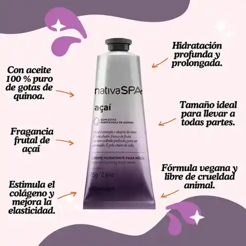 Crema Hidratante De Manos Acai 75g