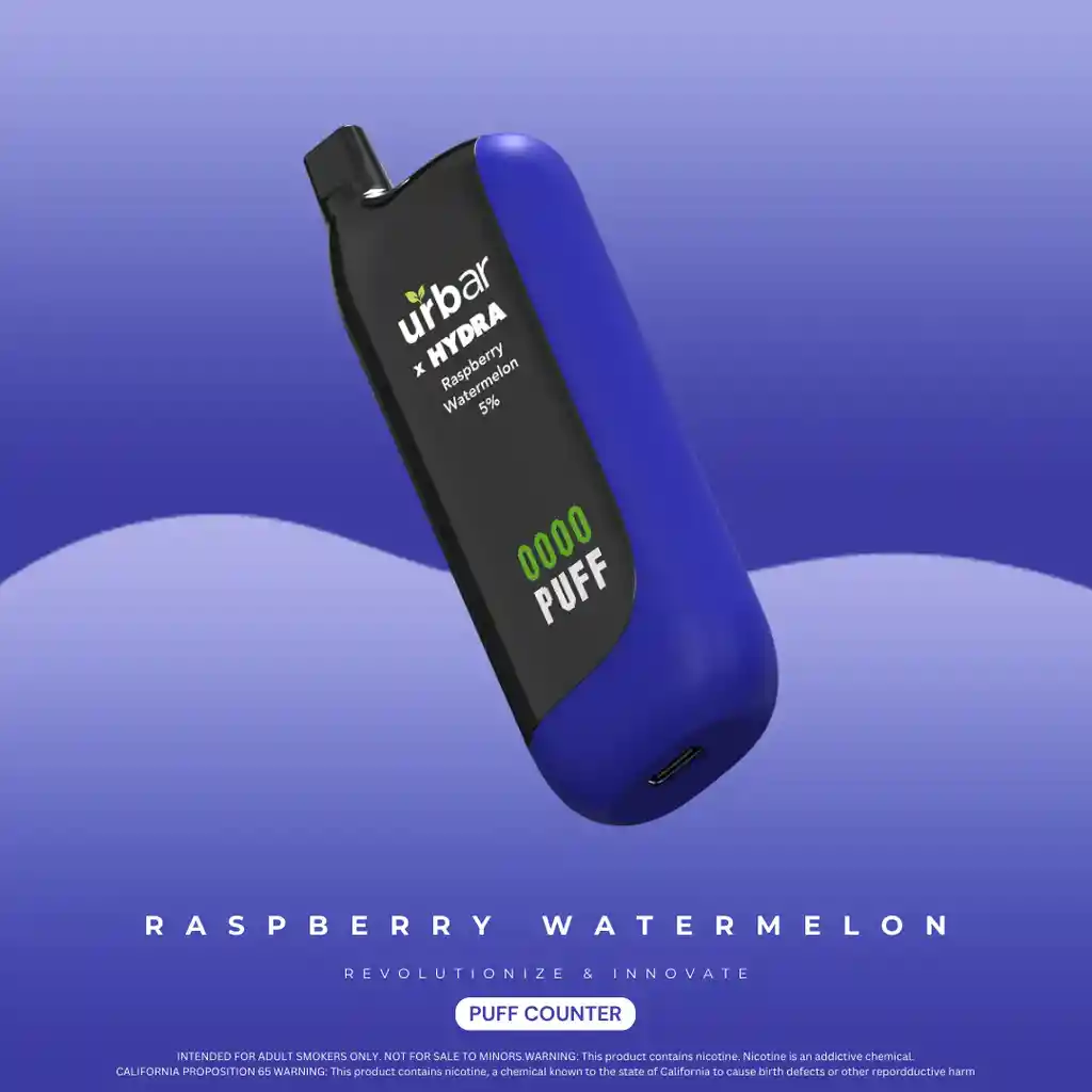 Vape Recargable Urbar X Hydra Puff Counter - 5.000 Puff - Raspberry Watermelon - 5% Nicotina
