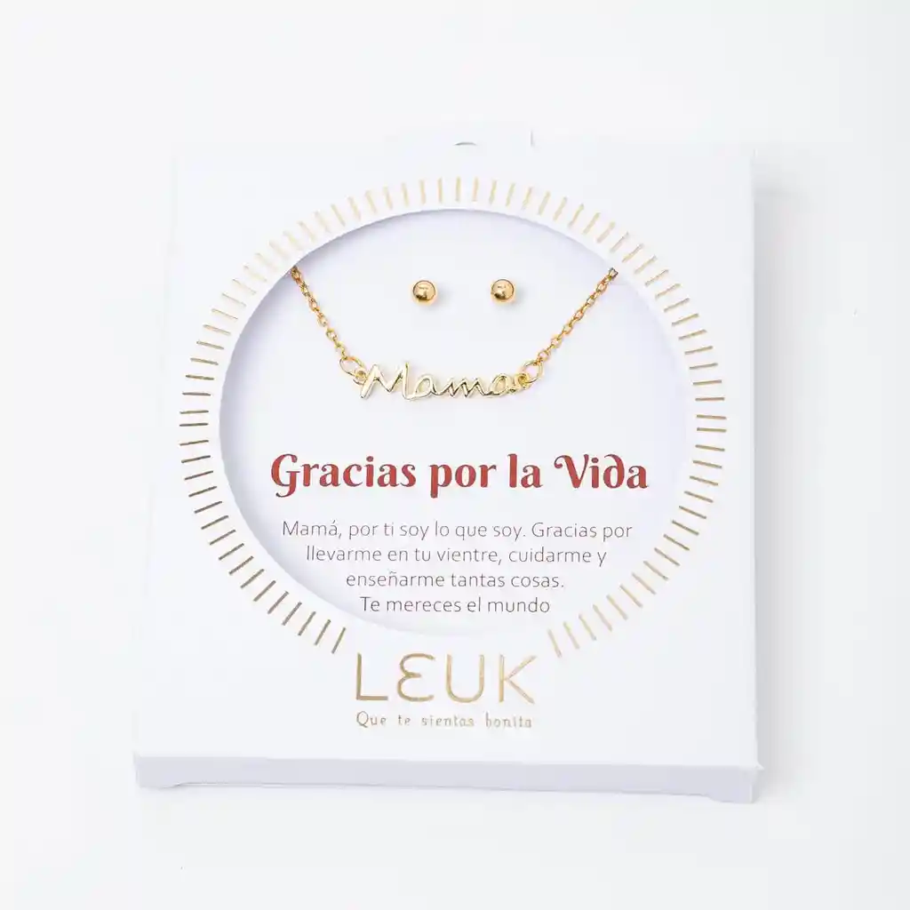 Caja Collar + Topos “mamá, Gracias Por La Vida” – Regalo Especial Para Mamá
