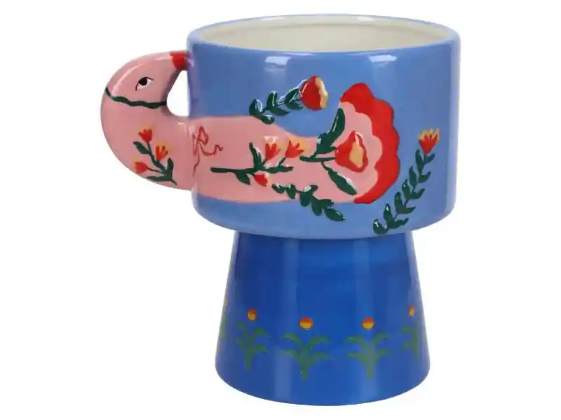 Maceta Con Pájaro De Cerámica