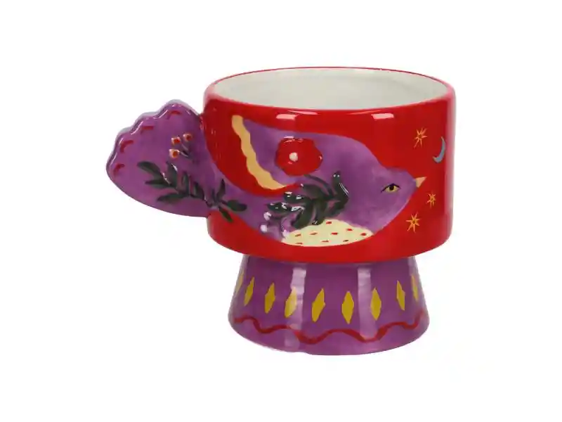 Maceta Con Pájaro De Cerámica