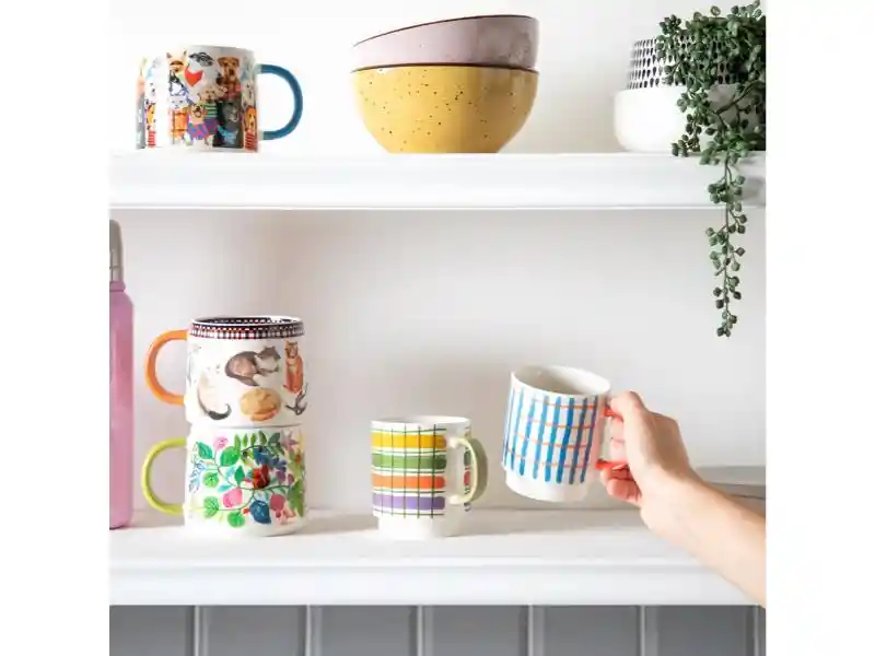 Mug Cerámica Emboss Con Líneas U