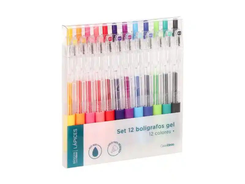 Set 12 Lapiceros Gel De Colores