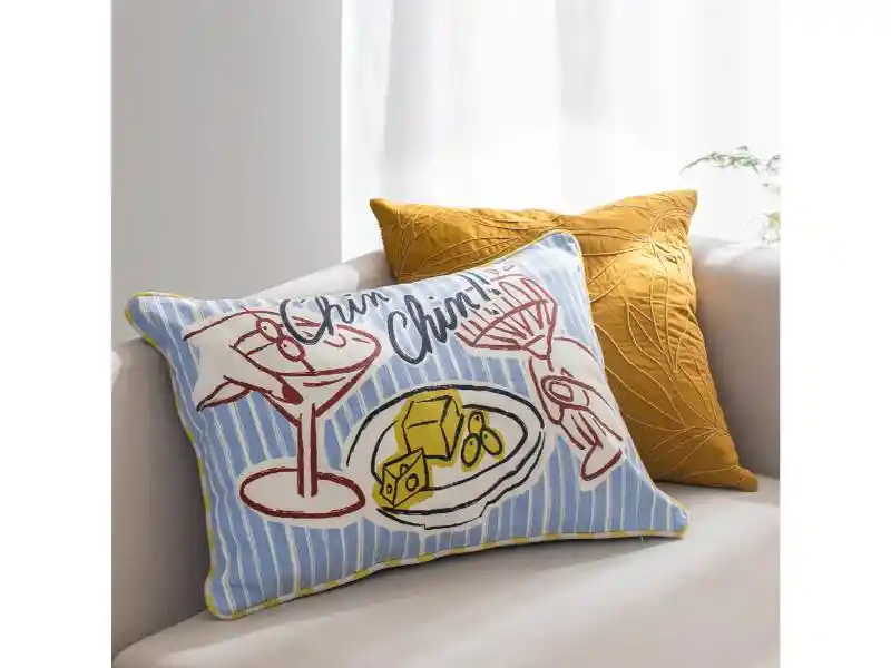 Cojín Con Cordón Y Diseño Algodón