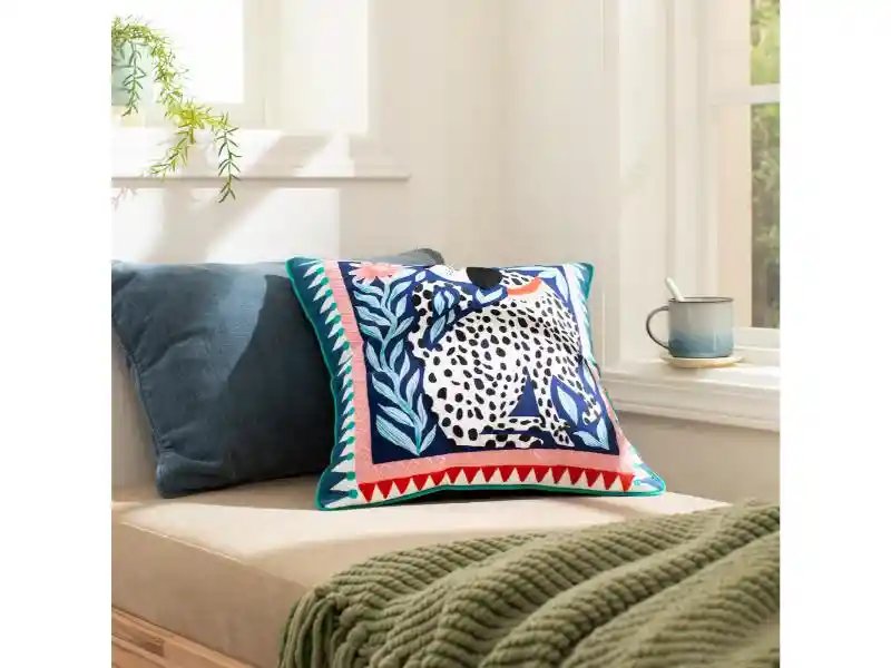 Cojín Bordado De Algodón