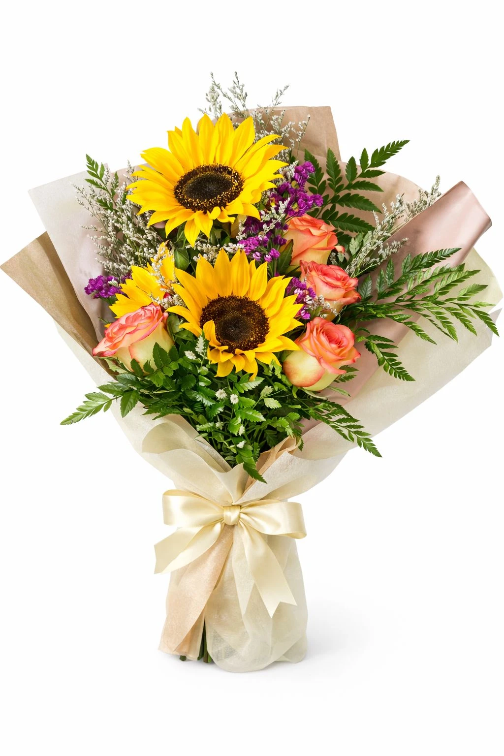 Ramo De Girasoles X2 Y Rosas Amarillas X3