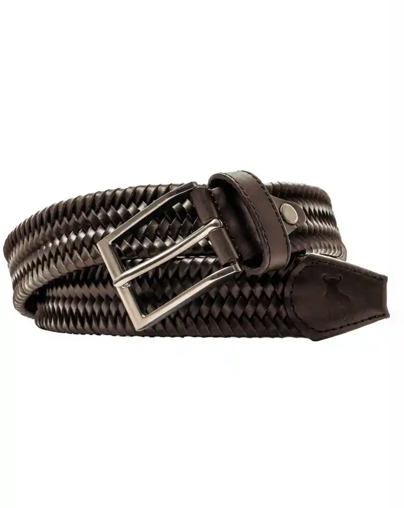 Cinturón Trenzado De Cuero Cafe L