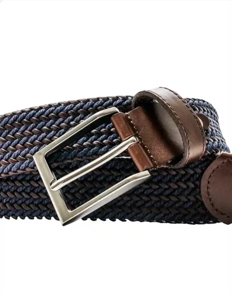 Cinturón De Cuero Con Detalles Azul M