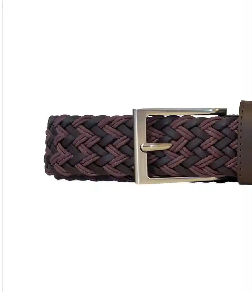 Cinturón Trenzado Con Detalles Vino Y Café M